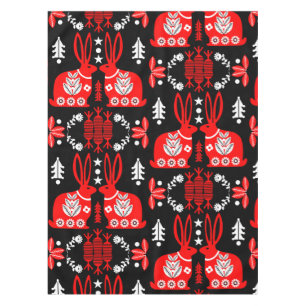 Rabbit Nordic Scandinavian Folk Art          Tablecloth