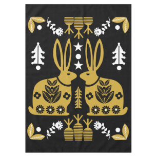 Rabbit Nordic Scandinavian Folk Art         Tablecloth