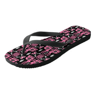 Rabbit Nordic Scandinavian Folk Art Tablecloth Flip Flops
