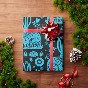 Rabbit Nordic Scandinavian Folk Art     Wrapping Paper