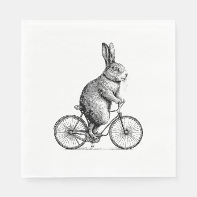 Rabbit On A Bike Bunny Bicycle Cycing Biking Men W Napkin (Front)