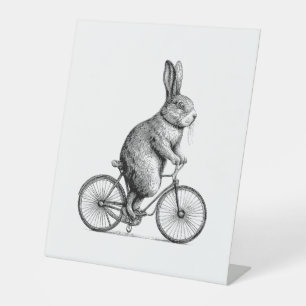 Rabbit On A Bike Bunny Bicycle Cycing Biking Men W Pedestal Sign