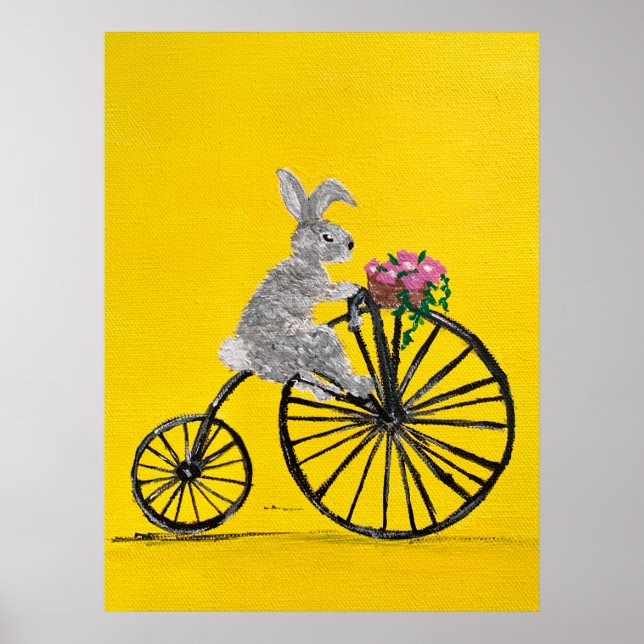 Rabbit on Bike Poster (Front)