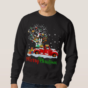 Rabbit On Red Truck Christmas Pajama Funny Xmas Tr Sweatshirt
