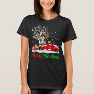 Rabbit On Red Truck Christmas Pajama Funny Xmas Tr T-Shirt