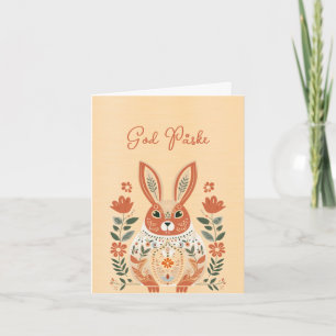 Rabbit Orange Yellow God Påske Card