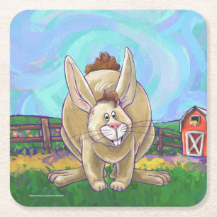 Rabbit Party Centre Square Paper Coaster
