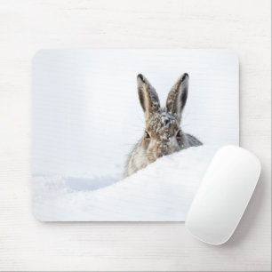 Rabbit Peeking Over a Snowdrift Mouse Pad
