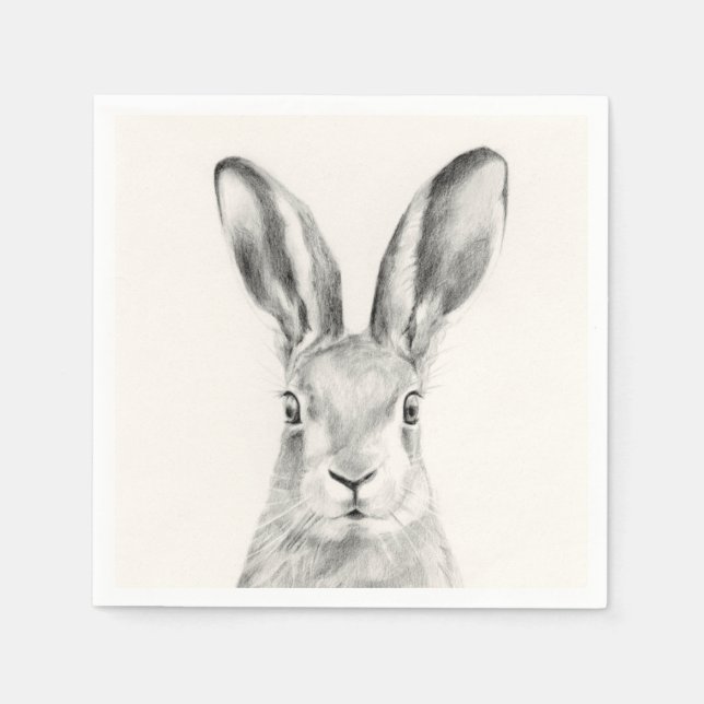 Rabbit Pencil Drawing Napkin (Front)