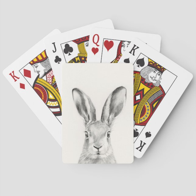 Rabbit Pencil Drawing Playing Cards (Back)