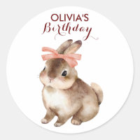 Rabbit pink bow custom name gift