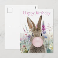 Rabbit pink gum Happy birthday
