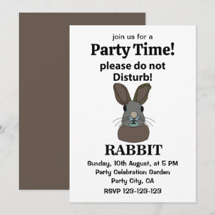 Rabbit Please Do Not Disturb Funny Rabbit Invitation