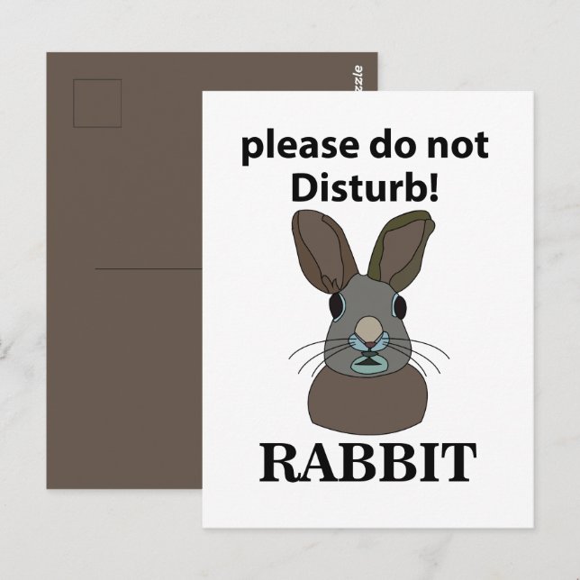 Rabbit Please Do Not Disturb Funny Rabbit Postcard (Front/Back)