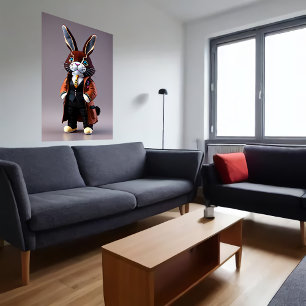 Rabbit plush toy AI Art Poster