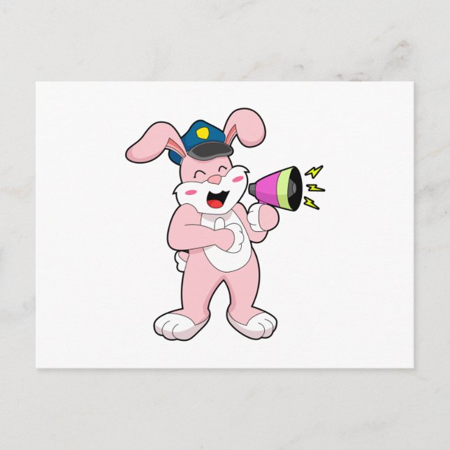 Rabbit Police officer Microphone Postcard (Front)