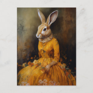 Rabbit Portrait in a Yellow Dress Postcard