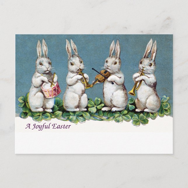 Rabbit Quartet Vintage Easter Holiday Postcard (Front)