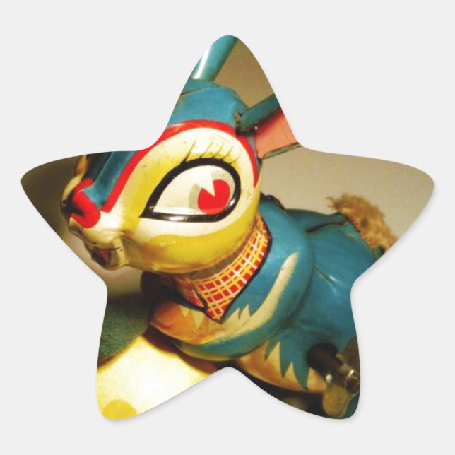 rabbit rabbits toy and easter yellow egg star sticker (Front)
