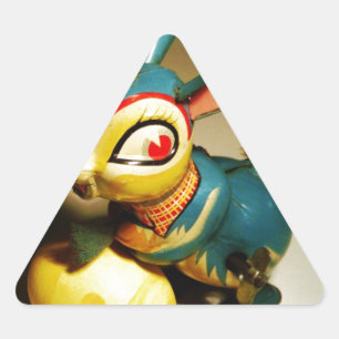 rabbit rabbits toy and easter yellow egg triangle sticker