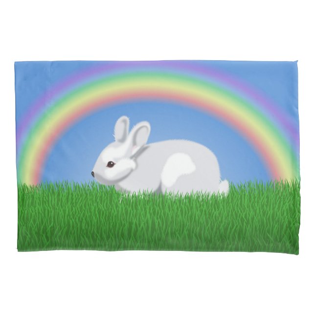 Rabbit & Rainbow Pillowcase (Front)