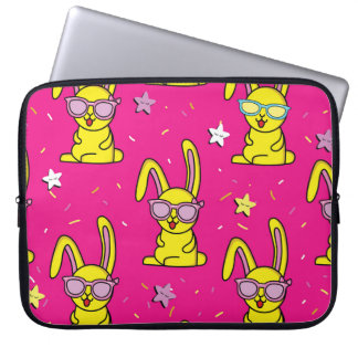 Rabbit Rave: Kids' Pattern Delight Laptop Sleeve
