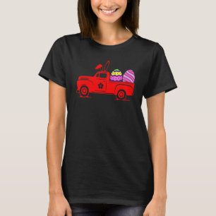 Rabbit Red Truck Easter Bunny Hippie Hunting Eggs T-Shirt