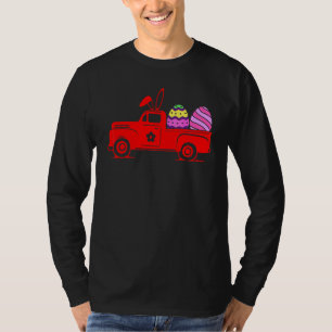 Rabbit Red Truck Easter Bunny Hippie Hunting Eggs T-Shirt