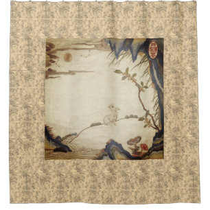 RABBIT REGARDING A FULL MOON SHOWER CURTAIN