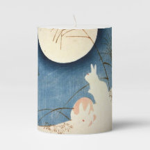 RABBIT REGARDS A FULL MOON Pillar Candle