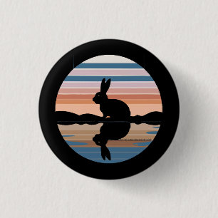 Rabbit Retro Sunset 1 Inch Round Button