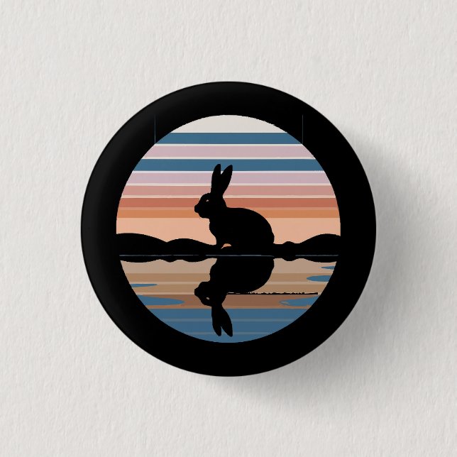Rabbit Retro Sunset 1 Inch Round Button (Front)