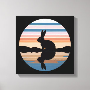 Rabbit Retro Sunset Canvas Print