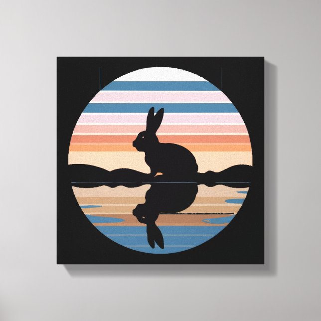 Rabbit Retro Sunset Canvas Print (Front)