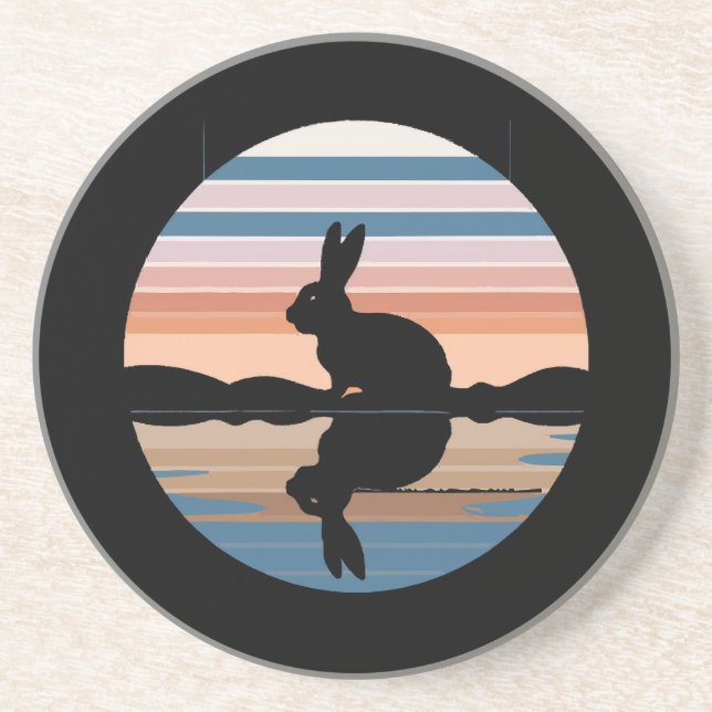 Rabbit Retro Sunset Coaster (Front)