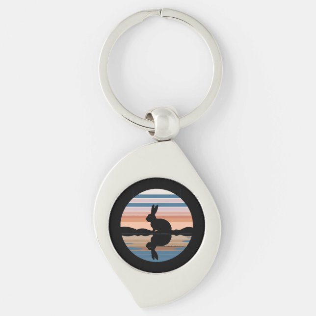 Rabbit Retro Sunset Keychain (Front)