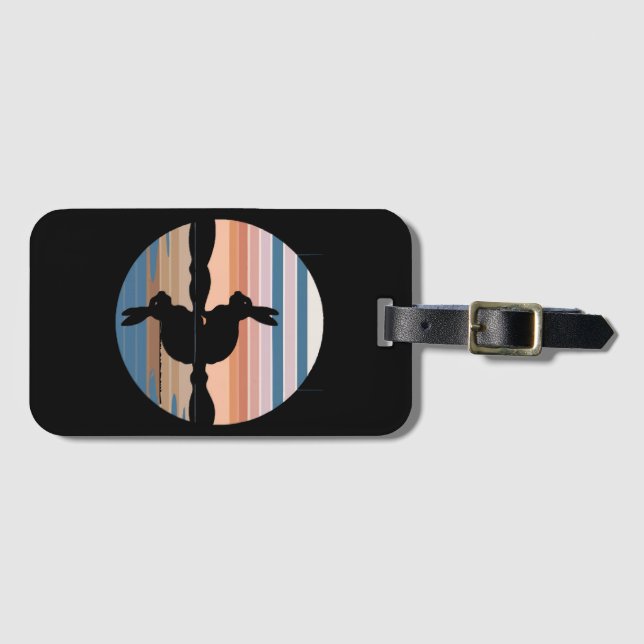 Rabbit Retro Sunset Luggage Tag (Front Horizontal)