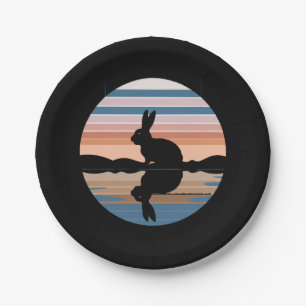 Rabbit Retro Sunset Paper Plate