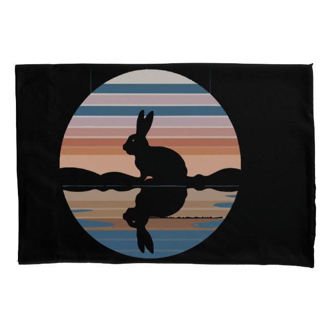 Rabbit Retro Sunset Pillowcase (Front)