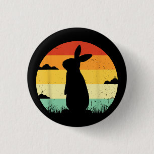 Rabbit Retro Vintage 80s Style Bunny Lover 1 Inch Round Button