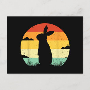 Rabbit Retro Vintage 80s Style Bunny Lover Holiday Postcard