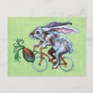 Rabbit Riding A Bicycle Postcard