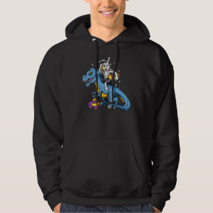 Rabbit Riding T Rex Easter Egg Boys Girls Kids Din Hoodie