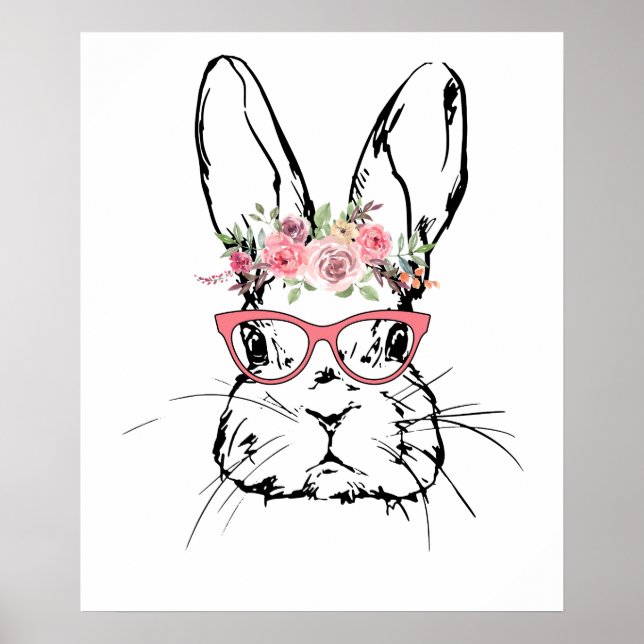 rabbit rose, retro, vintage poster (Front)