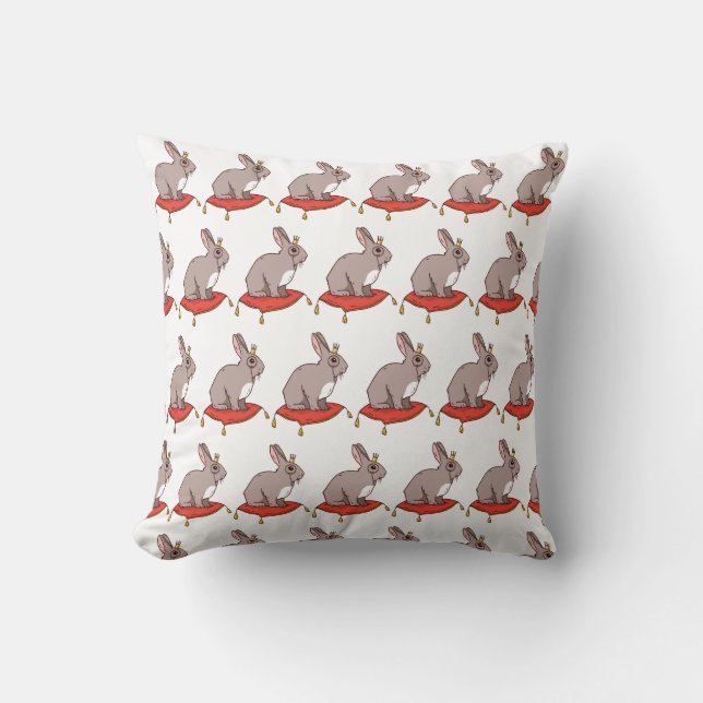 Rabbit Royalty Throw Pillow (Front)