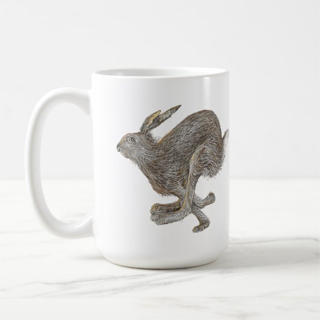 Rabbit Run Running Hopping Fast Art Coffee Mug (Left)