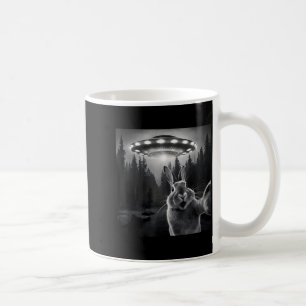 Rabbit Selfie With Ufo - Funny Bunny Graphic Alien Coffee Mug