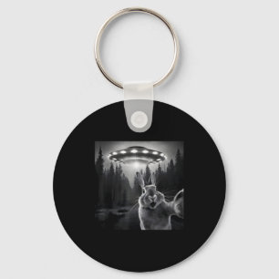 Rabbit Selfie With Ufo - Funny Bunny Graphic Alien Keychain