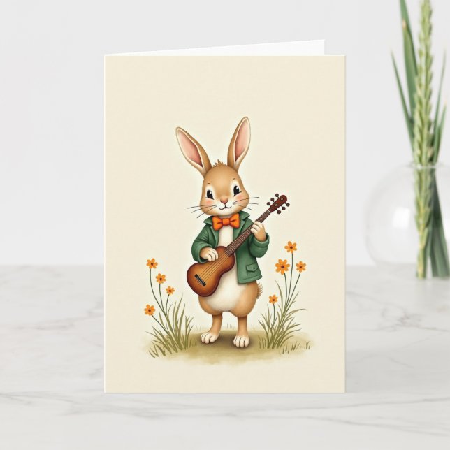 Rabbit Serenade Greeting Card (Front)