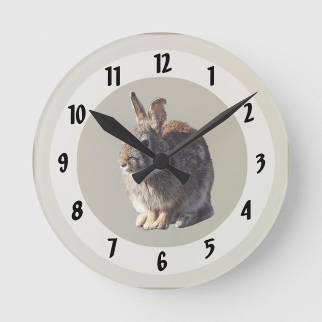 Rabbit Sitting Round Clock (Front)
